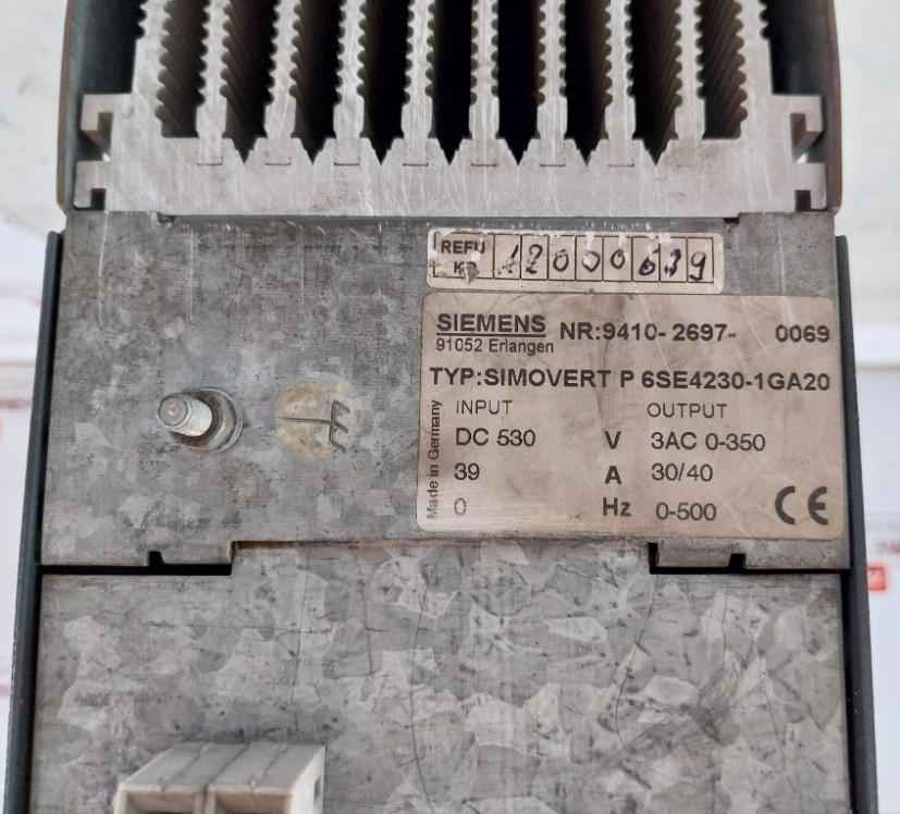 Siemens 6Se4230-1Ga20 Simovert P Power Conversion Module Ea Bf-11043 Rev: C 39A