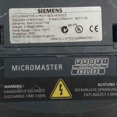 Siemens 6Se6400-1Pb00-0Aa0 Micromaster 4 Profibus Module