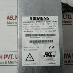 Siemens 6Se6400-3Tc00-4Ad2 Micromaster 4 Ac Output Choke 2500V Ip20