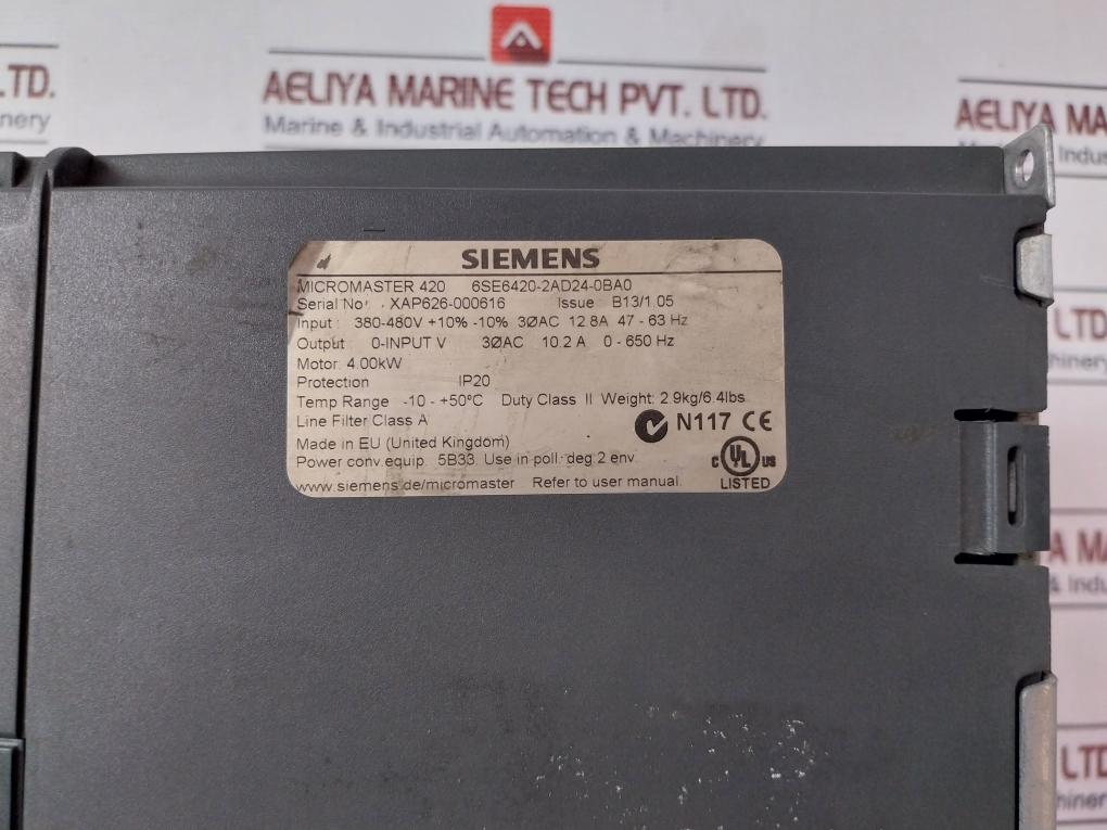 Siemens 6Se6420-2Ad24-0Ba0 Micromaster 420 Frequency Inverter