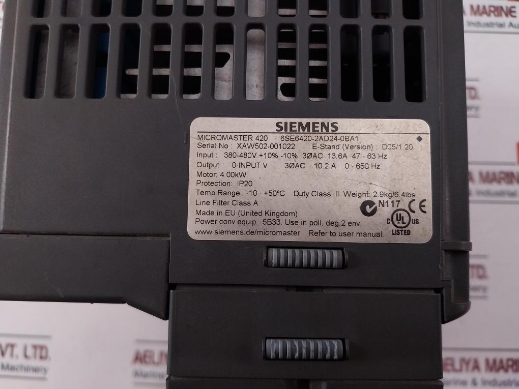 Siemens 6Se6420-2Ad24-0Ba1 Inverter Drive 380-480V 13.6A 47-63Hz