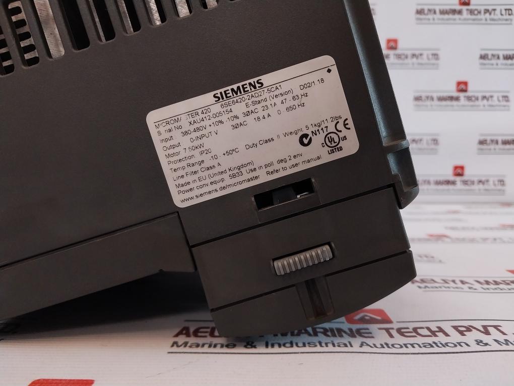 Siemens 6Se6420-2Ad27-5Ca1 Micromaster 420 With Filter 47-63Hz 380-480V