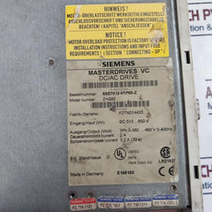 Siemens 6Se7012-0Tp60-z Masterdrive Vc Dc/Ac Drive Z=G92