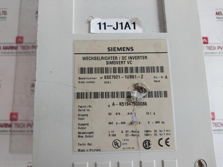 Siemens 6Se7021-1Ub61-z,