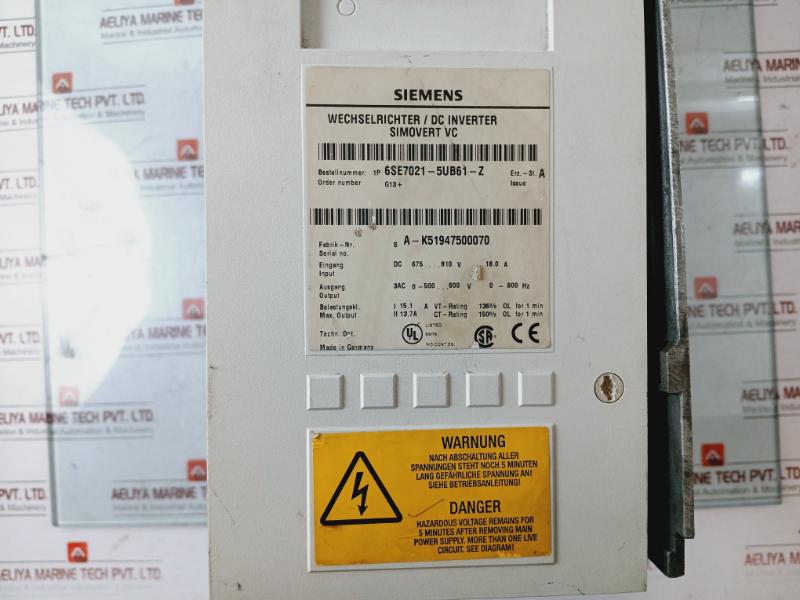 Siemens 6Se7021-5Ub61-z Simovert Master Drive Dc Inverter Unit