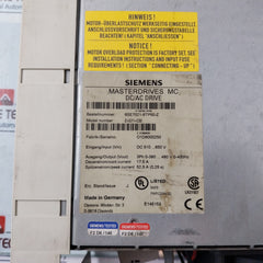 Siemens 6Se7021-8Tp50-z Masterdrive Mc Dc/Ac Drive G71+C33 Dc 510…650V