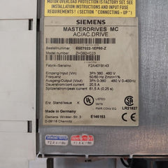 Siemens 6Se7022-1Ep50-z Ac Drive 3Ph 380-480V 0-400Hz