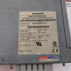 Siemens 6Se7023-2Es87-2Da1 Masterdrives Braking Unit 16A