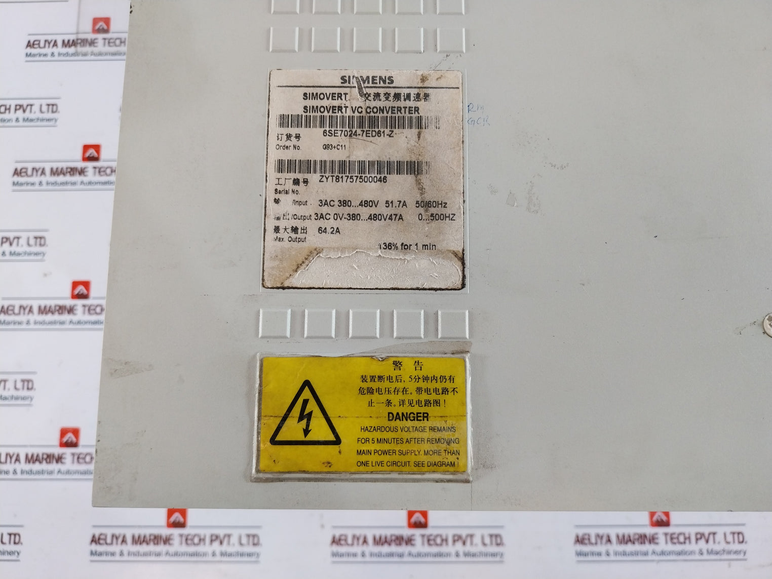 Siemens 6se7024-7ed61-z G93+c11 Simovert Masterdrives Vc Converter Compact Unit