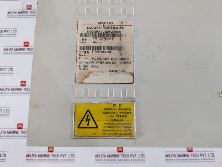 Siemens 6se7024-7ed61-z G93+c11 Simovert Masterdrives Vc Converter Compact Unit