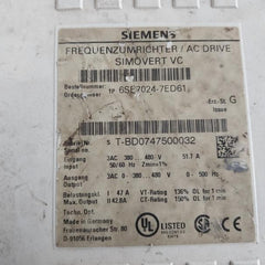 Siemens 6se7024-7ed61 Simovert Masterdrives Vc Converter Compact Unit 380-480v