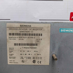 Siemens 6Se7031-8Tf60-z Simovert Vc Dc Inverter Drive Dc510-650V 221.0A 0-500Hz