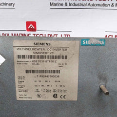 Siemens 6Se7031-8Tf60-z Simovert Vc Dc Inverter Drive Dc510-650V 221.0A 100Ka