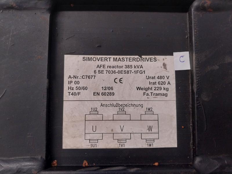 Siemens Simovert Masterdrives 6 Se 7036-0Es87-1Fg1 Afe Reactor 385 Kva Ip 00