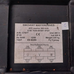 Siemens Simovert Masterdrives 6 Se 7036-0Es87-1Fg1 Afe Reactor 385 Kva Ip 00