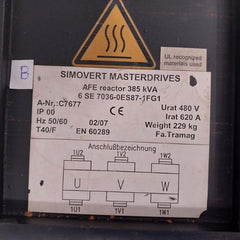 Siemens Simovert Masterdrives 6 Se 7036-0Es87-1Fg1 Afe Reactor 385 Kva Ip 00