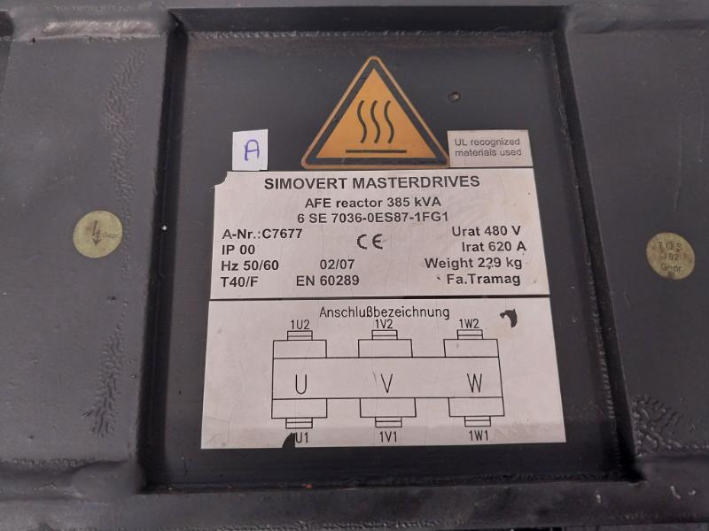 Siemens Simovert Masterdrives 6 Se 7036-0Es87-1Fg1 Afe Reactor 385 Kva Ip 00