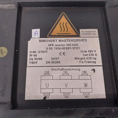 Siemens Simovert Masterdrives 6 Se 7036-0Es87-1Fg1 Afe Reactor 385 Kva Ip 00