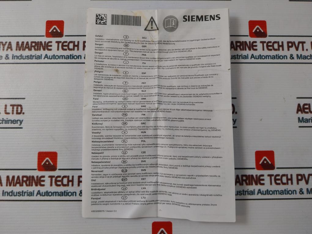 Siemens 6Sl3000-0Be21-6Aa0 Line-filter For Active Line Module (I/R) Version: A