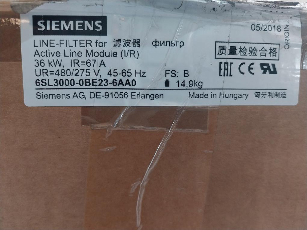Siemens 6Sl3000-0Be23-6Aa0 Line-filter For Active Line Module (I/R) 36Kw