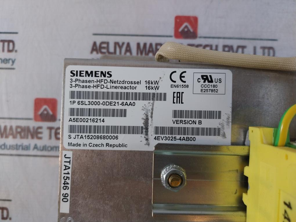 Siemens 6Sl3000-0De21-6Aa0 Simodrive 3-phase-hfd-linereactor 16Kw