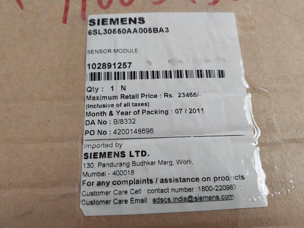 Siemens 6Sl3055-0Aa00-5Ba3 Sensor Module Version: A 24Vdc 0.6A