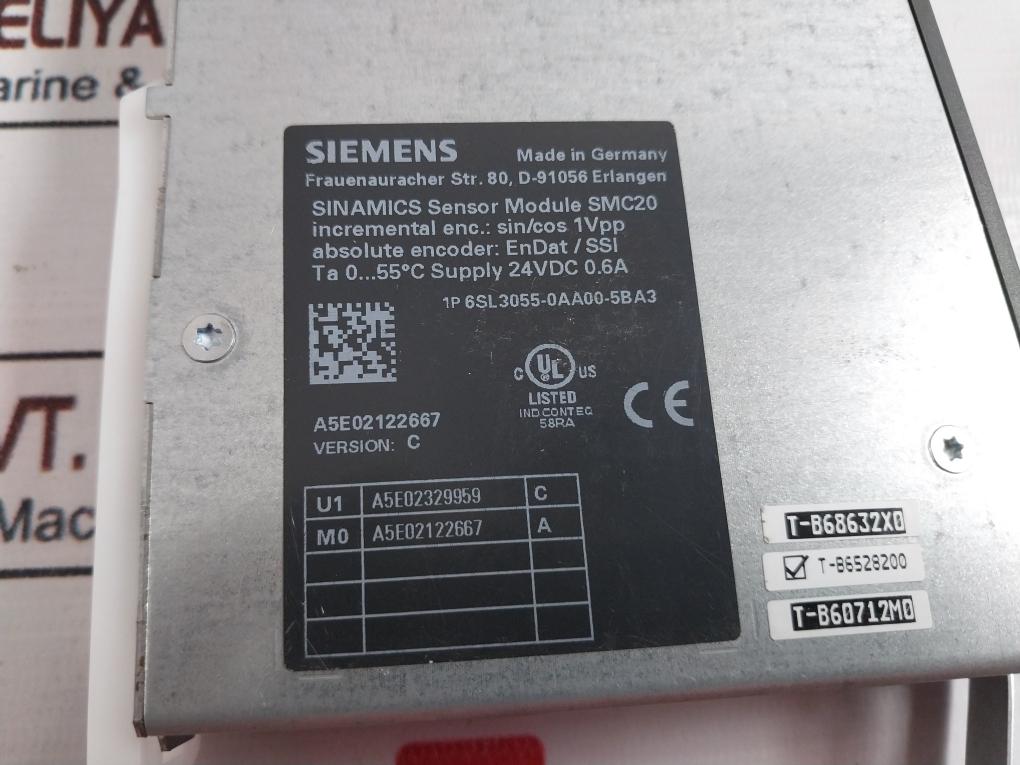 Siemens 6Sl3055-0Aa00-5Ba3 Sensor Module Version: A 24Vdc 0.6A