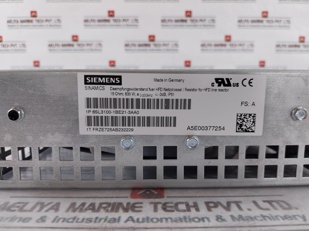 Siemens 6Sl3100-1Be21-3Aa0 Resistor For Hfd Line Reactor A5E00377254