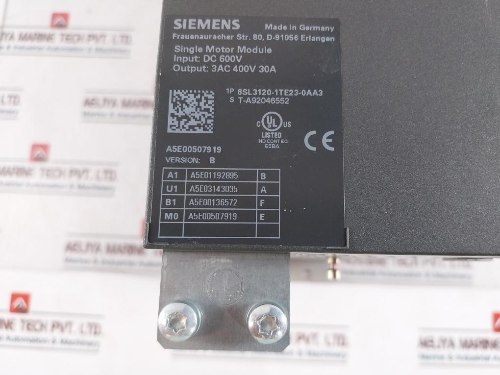 Siemens 6Sl3120-1Te23-0Aa3 Single Motor Module