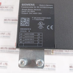 Siemens 6Sl3120-1Te23-0Aa3 Single Motor Module