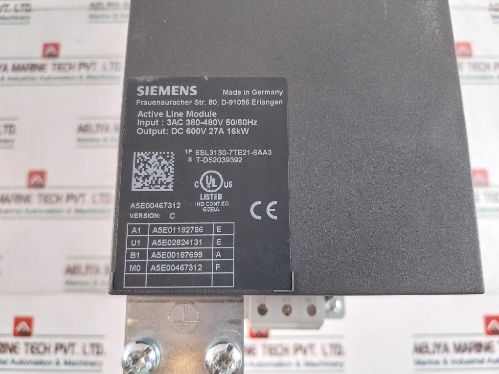 Siemens 6Sl3130-7Te21-6Aa3 Frequency Converter Dc 600V 27A 16Kw