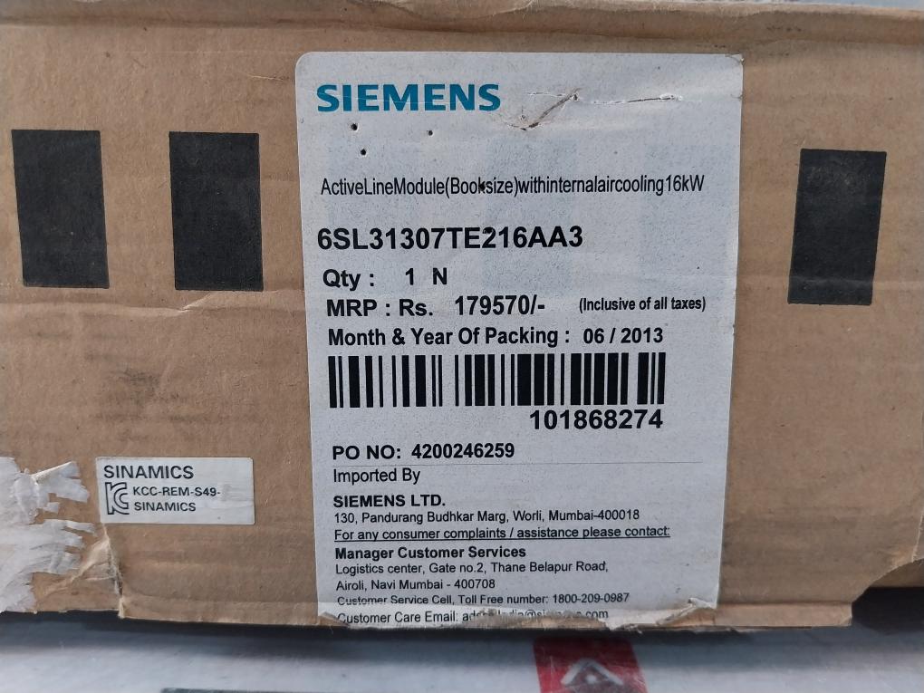 Siemens 6Sl3130-7Te21-6Aa3 Frequency Converter Dc 600V 27A 16Kw