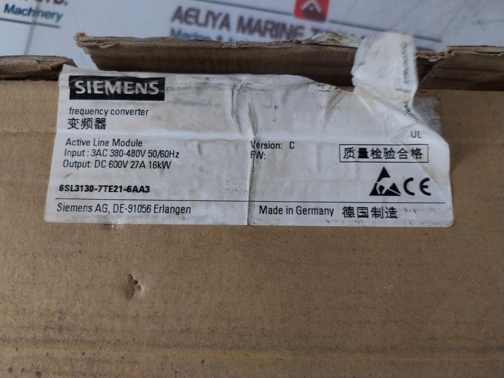 Siemens 6Sl3130-7Te21-6Aa3 Frequency Converter Dc 600V 27A 16Kw