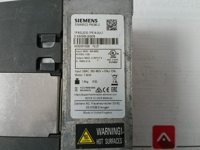 Siemens 6Sl3210-1Pe14-3Ul1 Power Module 30Ac 380-480V 0-550Hz 4.1A