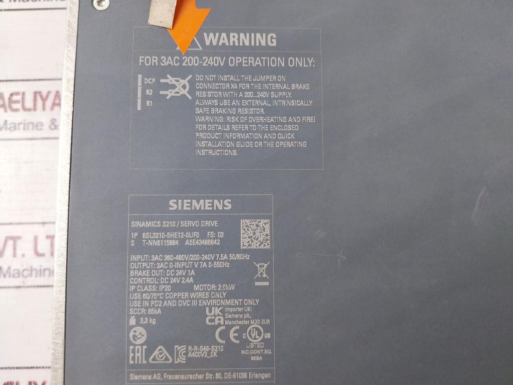 Siemens 6Sl3210-5He12-0Uf0 Sinamics S210 / Servo Drive