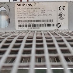 Siemens 6Sl3224-0Be34-5Ua0 Power Module 240 With Control Unit 6Sl3244-0Ba20-1Pa0