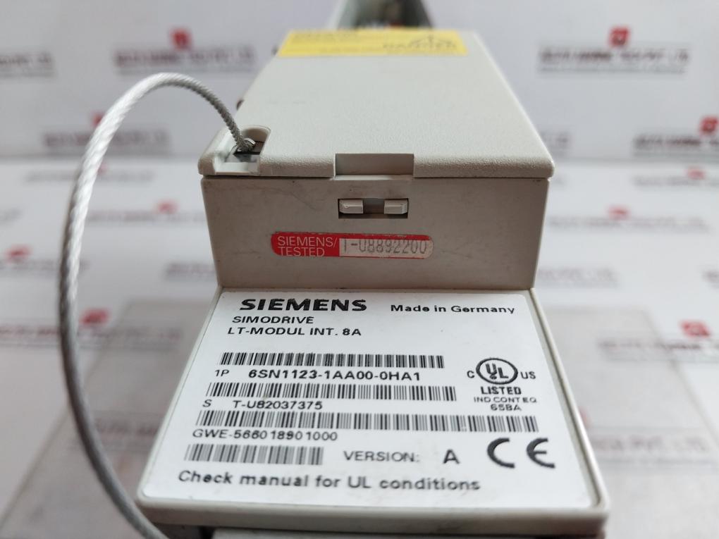 Siemens 6Sn1123-1Aa00-0Ha1 Simodrive Power Module Lt-modul Int.8A Version: A
