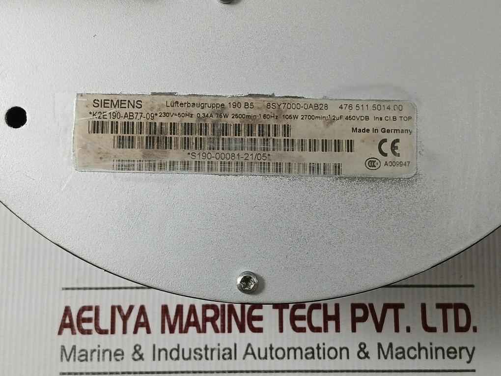 Siemens 6Sy7000-0Ab28 Ventilation Fan 230V 60Hz En 60252-1