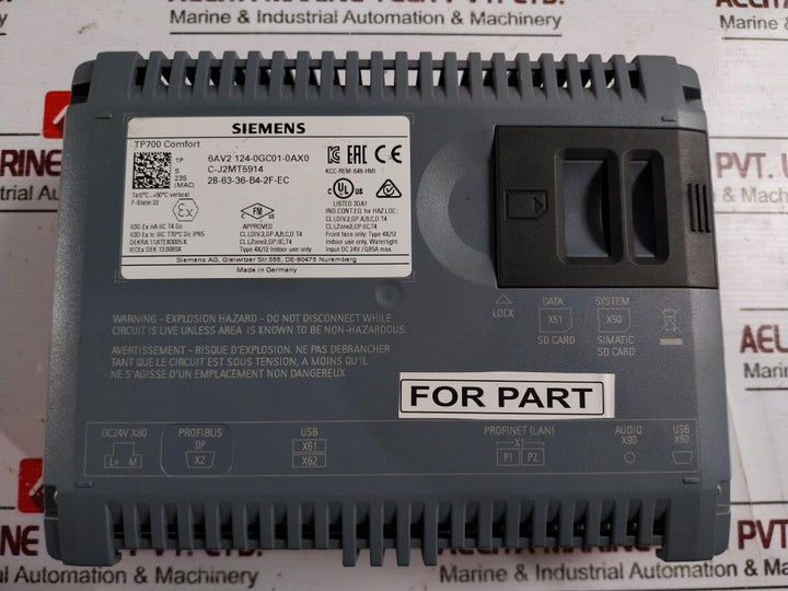 Siemens 6Av2 124-0Gc01-0Ax0 Simatic Hmi Touch Comfort Dc 24V Tp700