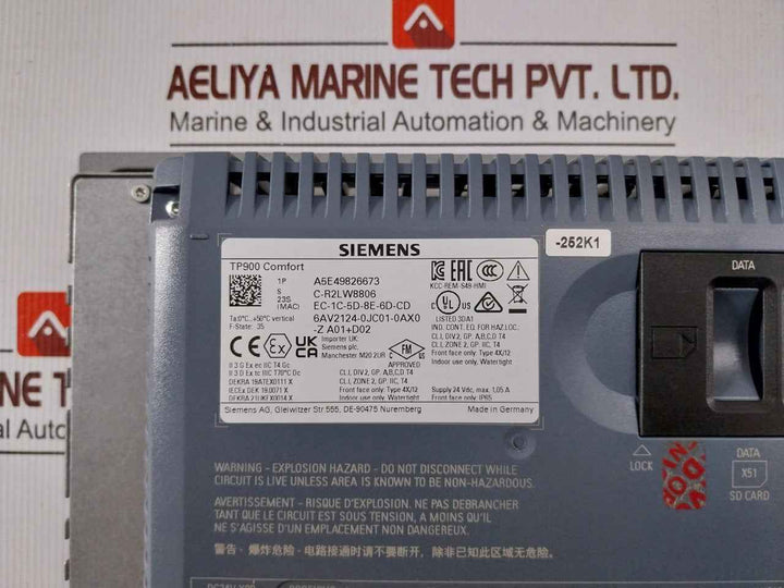 Siemens 6av2124-0jc01-0ax0-z A01+d02 Panel Touch Screen Ip65 24 Vdc