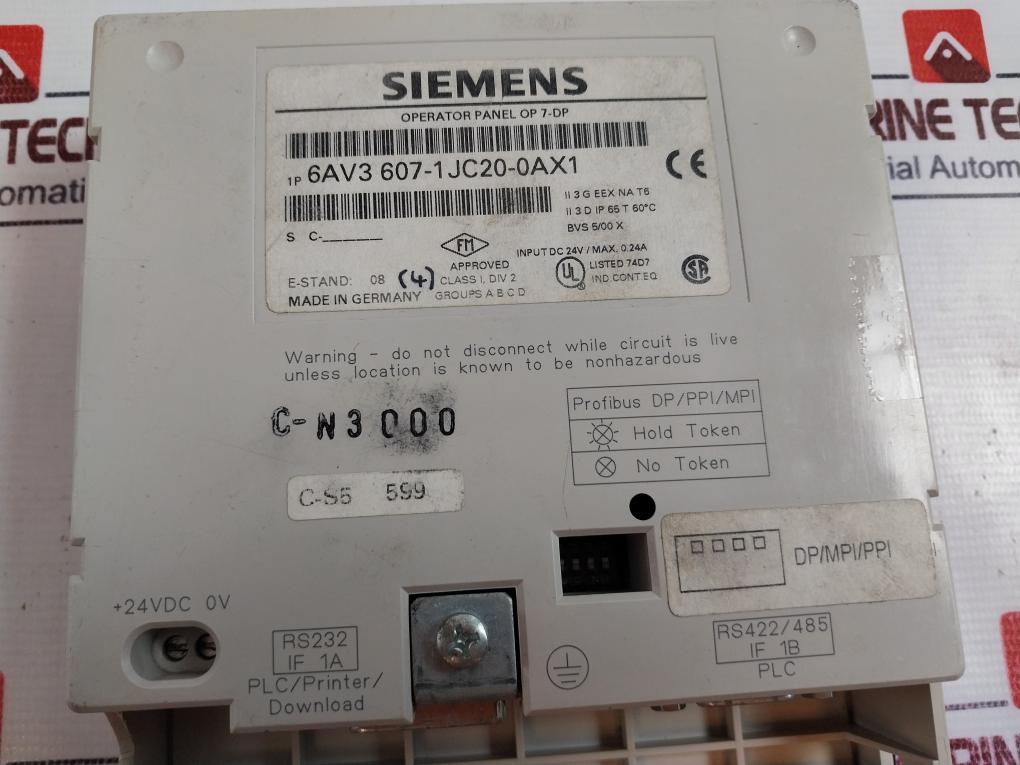 Siemens 6AV3 607-1JC20-0AX1 Simatic OP7 Operator Panel