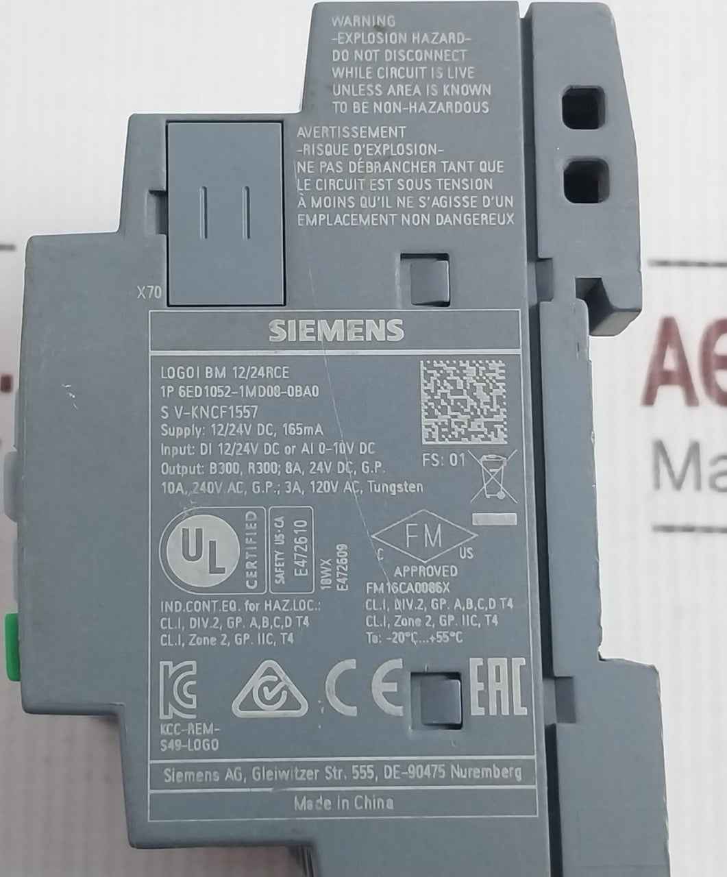Siemens 6ed1052-1md08-0ba0 Logo Bm 12/24rce Programmable Logic Module 12/24v Dc