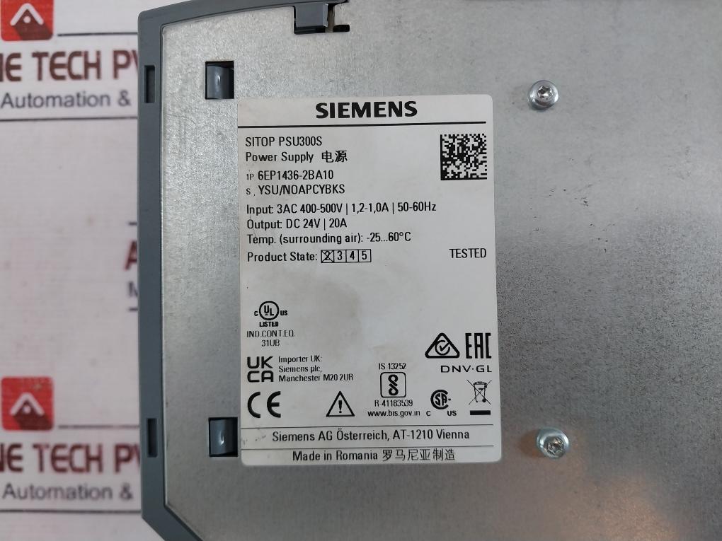 Siemens 6EP1436-2BA10 Sitop PSU300S Power Supply 50/60Hz