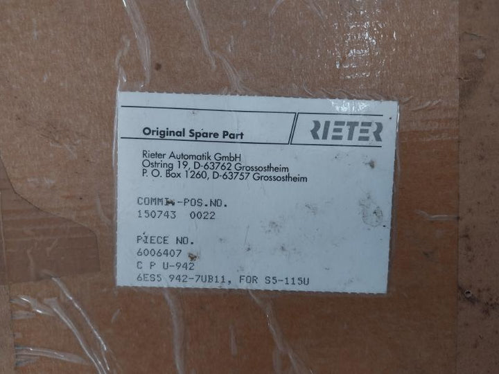 Siemens 6es5 942-7ub11 Simatic S5 Central Processing Unit, Cpu 942b