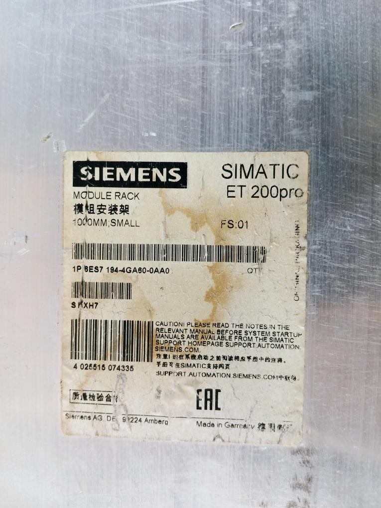 Siemens 6Es7 154-1Aa01-0Ab0 Simatic Et 200Pro Module Rack Dc 24V Ver 4.0.0