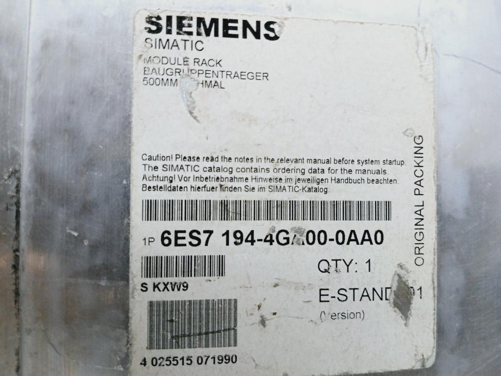 Siemens 6es7 194-4ga00-0aa0 Module Rack X 6 7 8/5