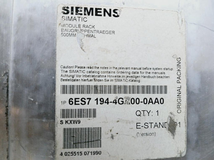Siemens 6es7 194-4ga00-0aa0 Module Rack X 6 7 8/5