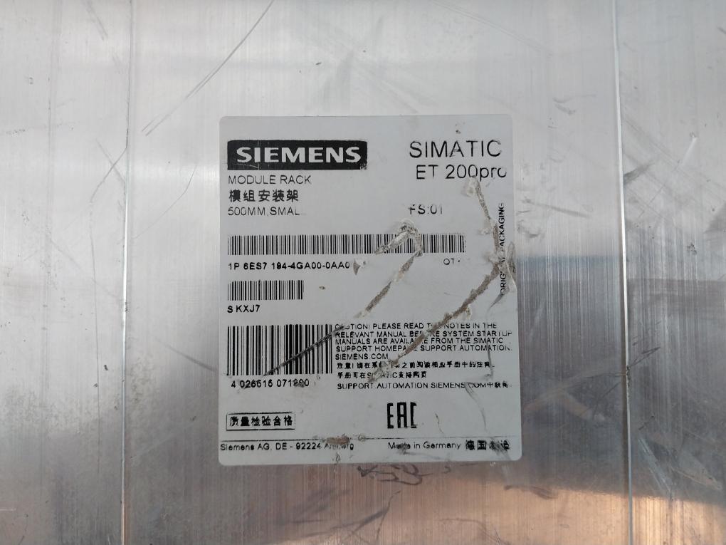 Siemens 6es7 194-4ga00-0aa0 Simatic Et 200pro Module Rack