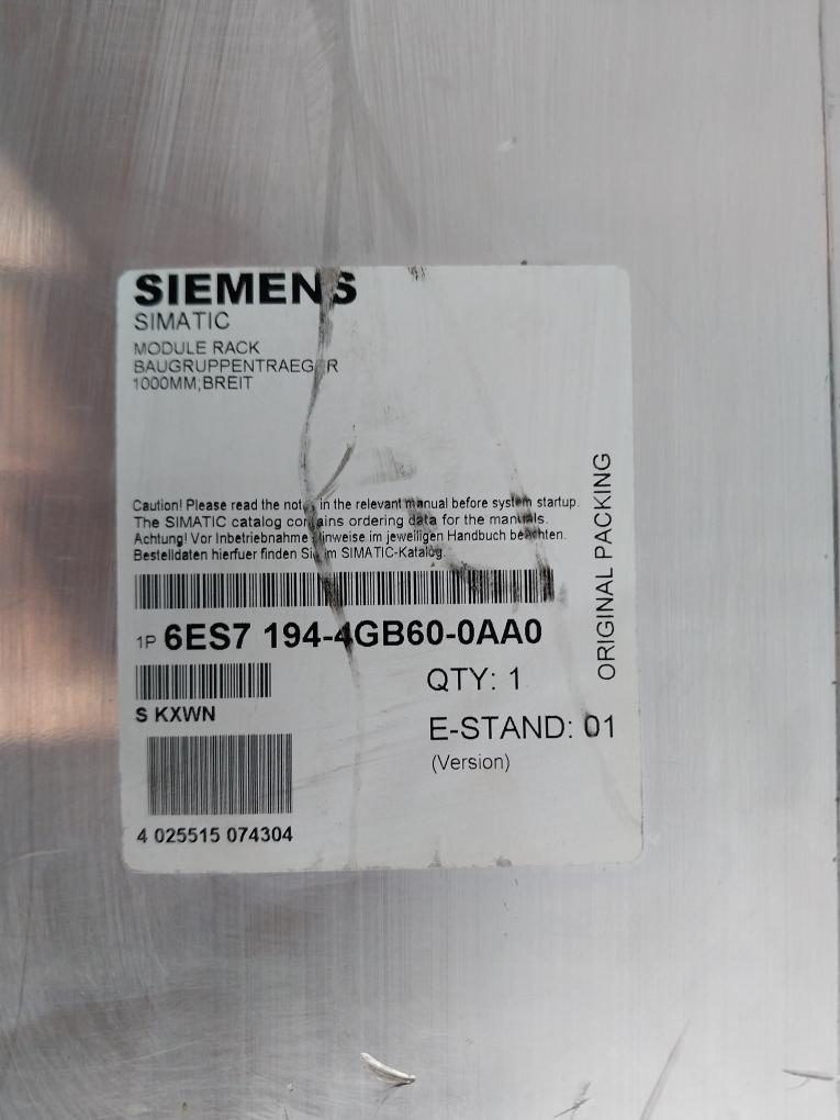 Siemens 6ES7194-4GB60-0AA0 SIMATIC DP Module Rack Broad Version + 3RK1304-0HS00-6AA0 ET 200 RSM Maintenance Switch Module + SIMATIC ET 200pro Multi-functional IO System