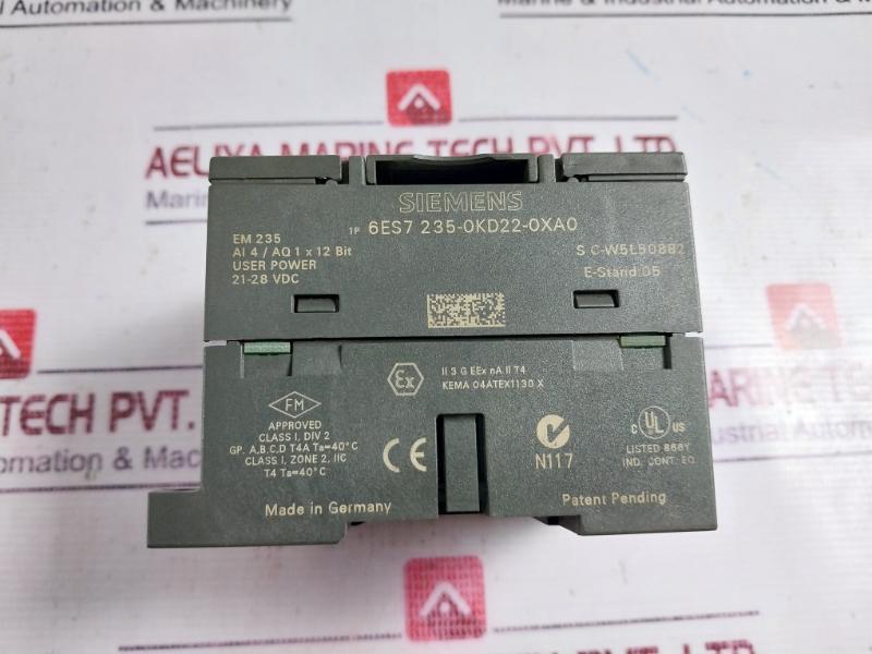 Siemens 6Es7 235-0Kd22-0Xa0 Electronic Module Em235 Ai 4/Aq 1 X 12 Bit